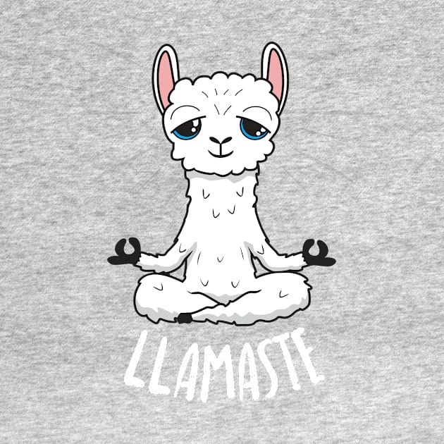 Llamaste - Yoga Llama - white design by verde